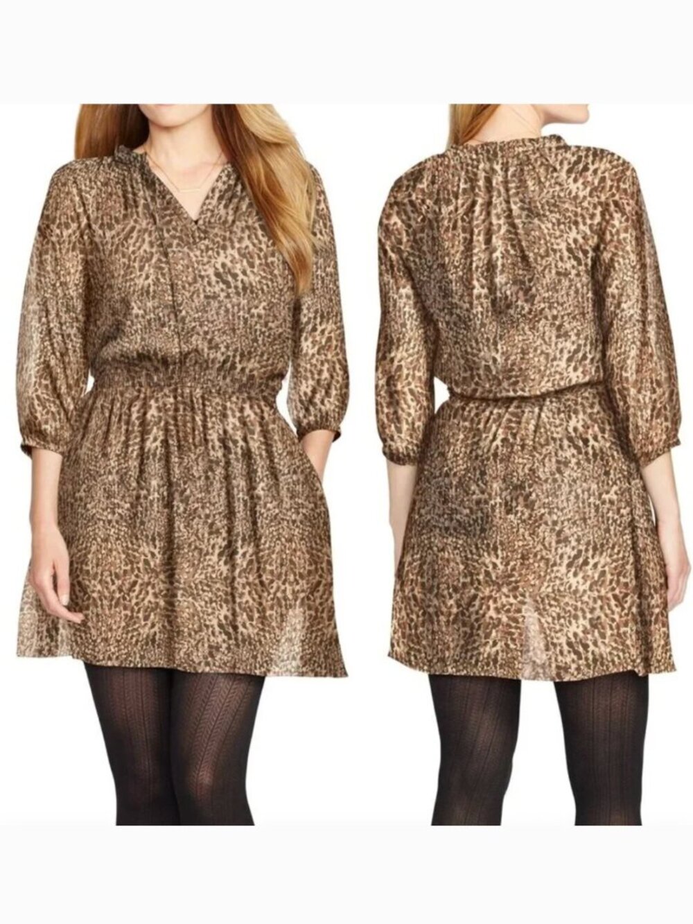 NEW NWT LAUREN RALPH LAUREN LRL Plus Size Sheer Animal Print Dress Tan Brown 22W